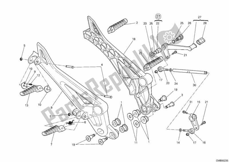 Tutte le parti per il Poggiapiedi del Ducati Monster 696 ABS USA 2011